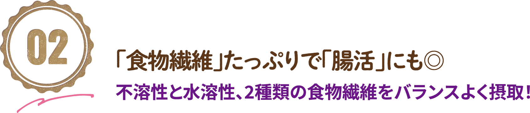 02「食物繊維」たっぷりで「腸活」にも◎不溶性と水溶性、2種類の食物繊維をバランスよく摂取！