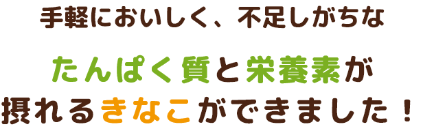 手軽においしく、不足しがちなたんぱく質と栄養素が摂れるきなこができました！