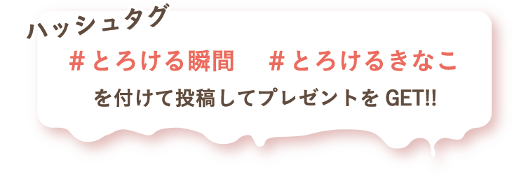 ハッシュタグ #とろける瞬間 #とろけるきなこ を付けて投稿してプレゼントをGET!!