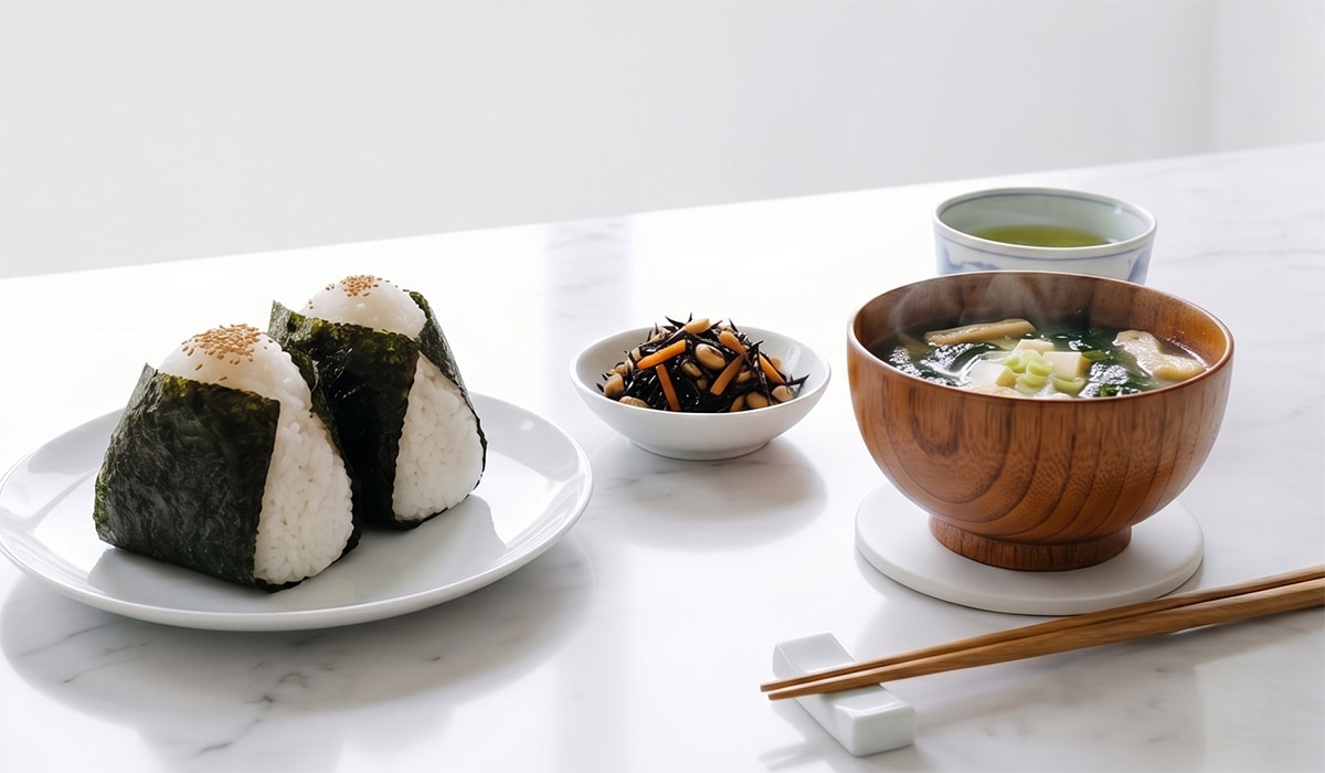 おにぎりと味噌汁